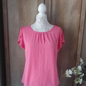 Medium Milkarose Coral Blouse Tulip Sleeve NWT